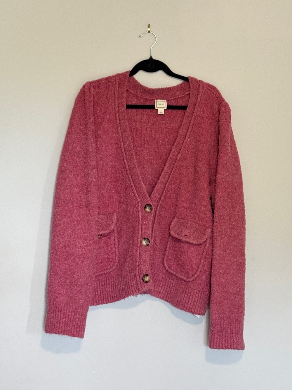 Maeve Bouclé V-Neck Cardigan - Dusty Rose